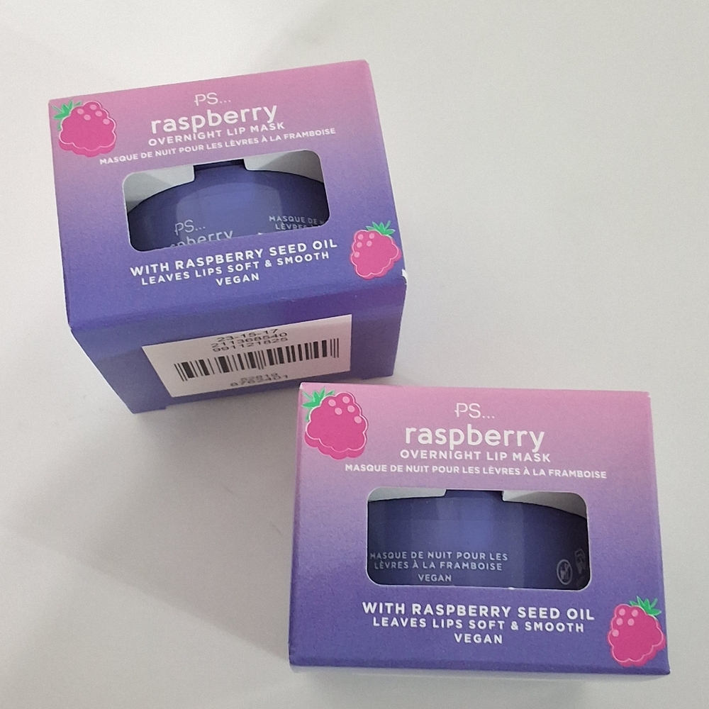 PS Raspberry Overnight Lip Mask With Raspberry Seed Oil, Bundle Of 2, NEW